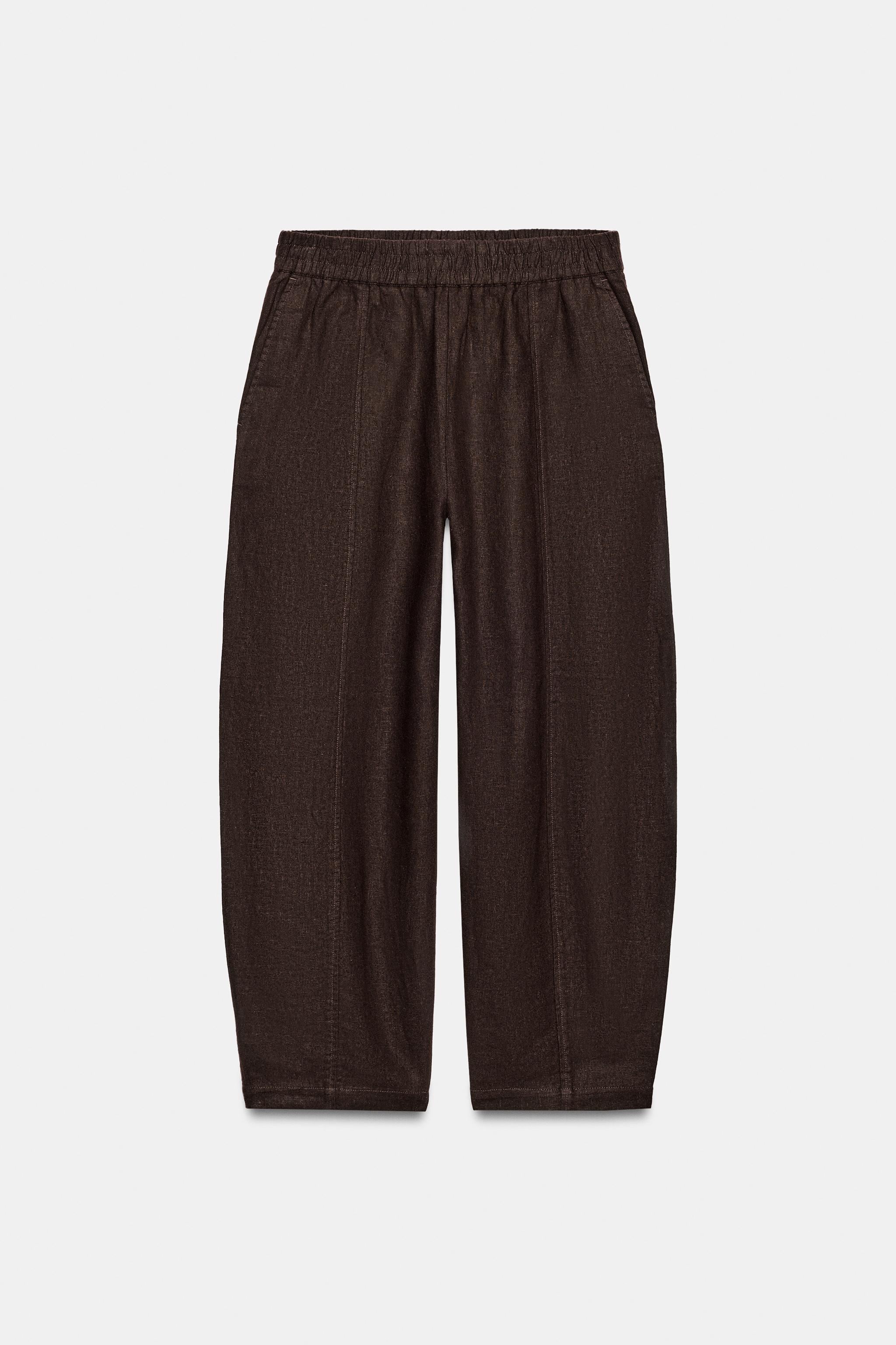 LINEN BARREL PANTS